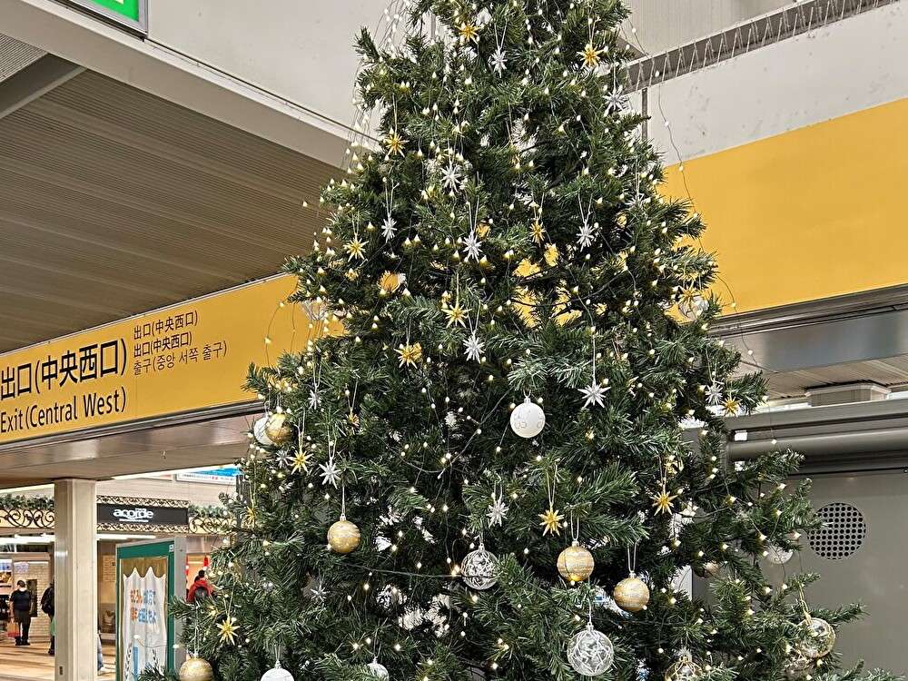 クリスマスツリー、今年も新百合ヶ丘駅に